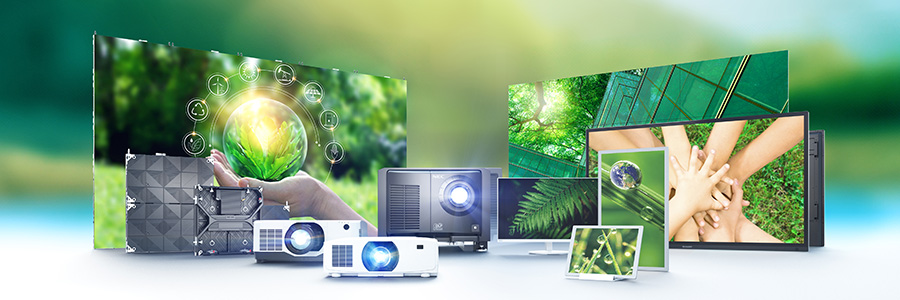 A range of display products including projectors and screens
