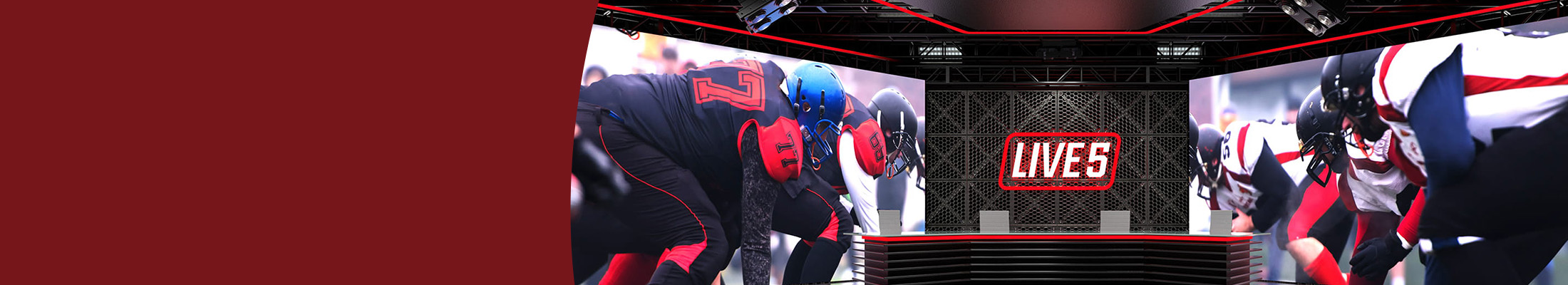 A TV studio screening images of American Footfall